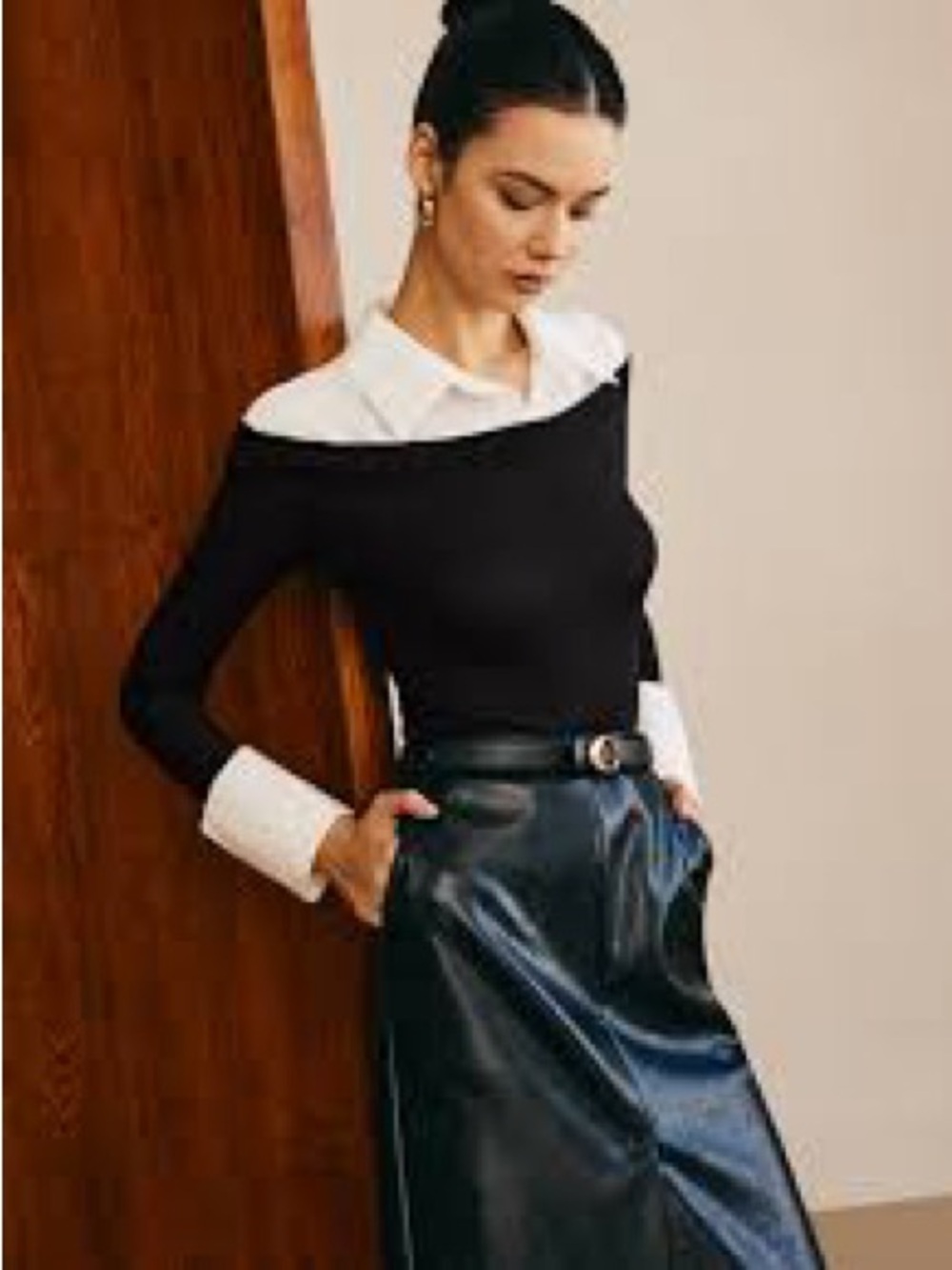 Commense The Commense Semi-Sheer Panel Jersey Slim Top